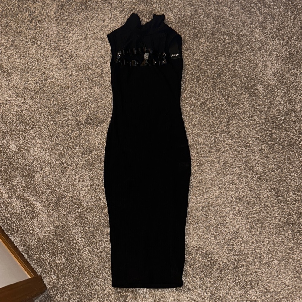 mock neck midi dress